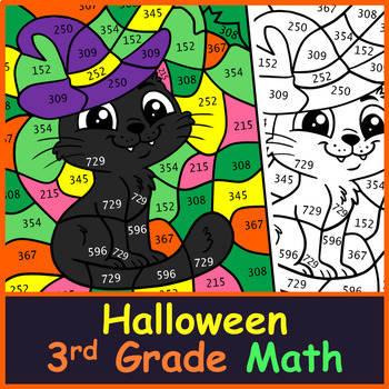 Preview of Halloween 3rd Grade Math Color by Code