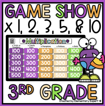 Preview of Halloween 3rd Grade Math Multiplication Fact Fluency Jeopardy Style Game Show 2
