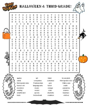 Preview of Halloween 3rd Grade Word Search