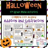 Halloween Math Task Cards 4th Grade - Addition and Subtraction