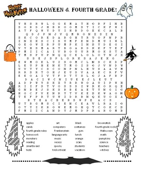 halloween 4th grade word search by david filipek tpt