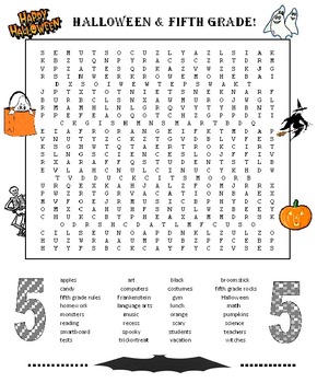 Preview of Halloween 5th Grade Word Search