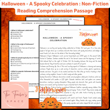 Preview of Halloween - A Spooky Celebration : Non-Fiction Reading Comprehension Passage