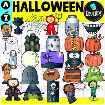 Preview of Halloween A To Z Clip Art Set {Educlips Clipart}