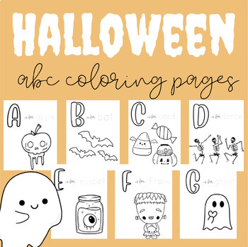 Preview of Halloween ABC Coloring Packet (with tracing words)