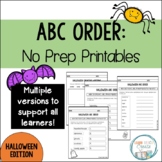Halloween ABC Order | No Prep Printables | Halloween Worksheets