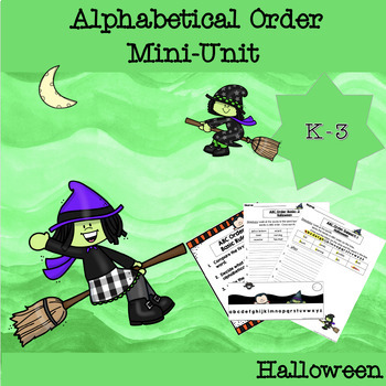 Preview of Halloween ABC Order (Alphabetical) Worksheets, Posters, and Visual Aid Mini Unit