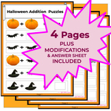 Halloween ADDITION Math Puzzle Packet -  Do Now Activity o