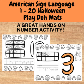 Preview of Halloween ASL 1 - 20 PlayDough Mat - ASL Number Practice pages