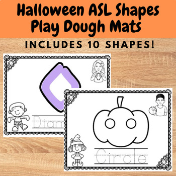 Preview of Halloween ASL Shapes PlayDough Mat - Fall Shapes Practice pages