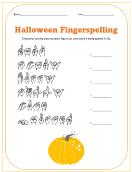 Preview of Halloween ASL (Sign Language) Fingerspelling - editable