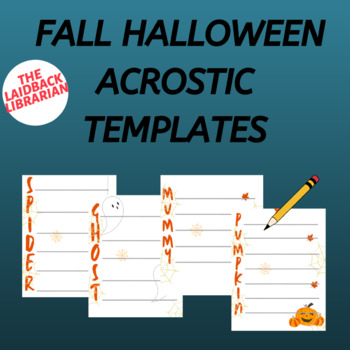 Preview of Fall Halloween Acrostic Poem templates Poetry for elementary