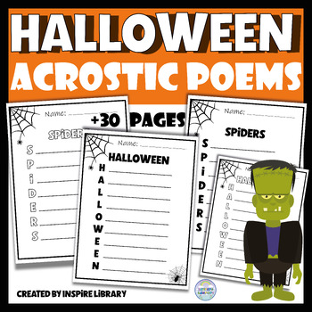 Preview of Halloween Acrostic Poems Writing Craft Poem Templates Writing Poetry Activities
