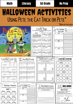 Preview of Halloween Activities | No Prep Worksheets | ELAR & MATH | Substitute