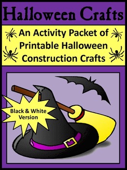 Preview of Halloween Art Activities: Halloween Crafts Activity Packet - B/W Version