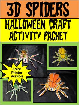 Preview of Halloween Activities: 3D Spiders Craft Activity Packet - Color Version