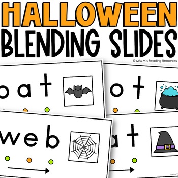 Preview of Halloween Activities Blending CVC Words Slides from Miss M's Reading Resources