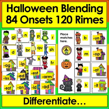 Preview of Halloween Blending Onset Rime Differentiate 60 Onsets 110 Rimes DIBELS
