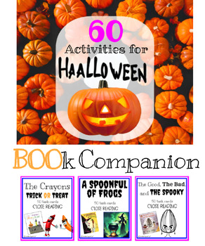 Preview of Halloween Activities Bundle | 3 in 1 Book Companion Task Cards for Fall