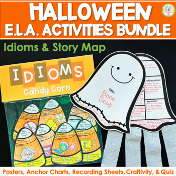 Preview of Halloween Activities Bundle | Idioms & Story Map Graphic Organizer Plot Diagram