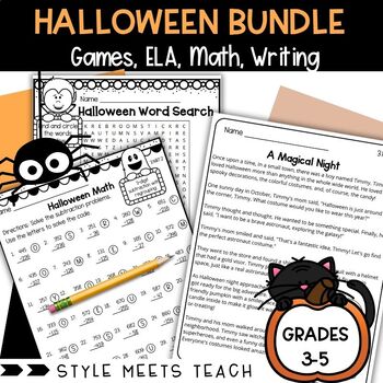 Preview of Halloween Activities Bundle with Games, Reading, Math and Writing