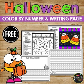 Preview of Halloween Activities Color by Number and Writing Pages FREEBIE