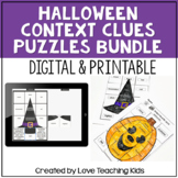 Halloween Activities - Context Clues Vocabulary Puzzles Bundle