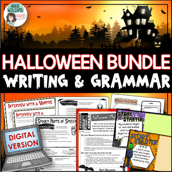 Preview of Halloween Activities -  Digital Writing and Grammar Bundle