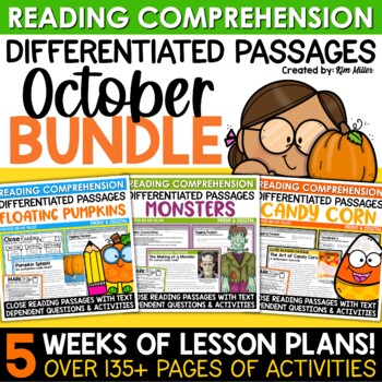 Preview of Halloween Activities Fall Reading Comprehension Passages and Questions BUNDLE