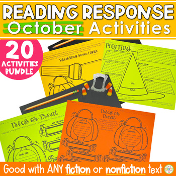 Preview of Halloween Activities Fiction & Nonfiction Reading Response Sheets Bundle