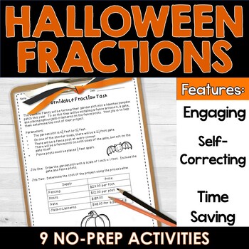 Preview of Halloween Activities - Halloween Math Activities - Fractions