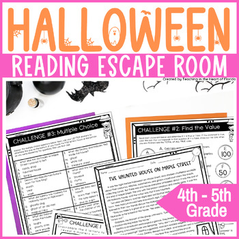 Preview of Halloween Activities | Halloween Reading Escape Room 4th - 5th Grade