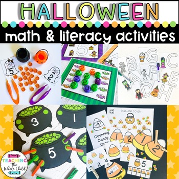 Preview of Preschool Halloween Activities: Math & Literacy Centers Bundle