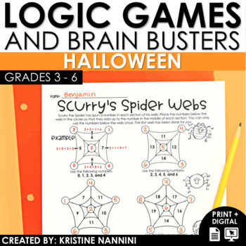 Preview of Halloween Activities Math Logic Games | Fall October Early Finishers Enrichment