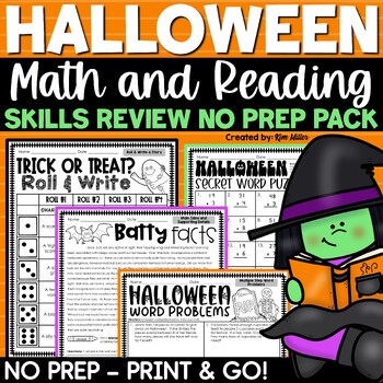 Preview of Halloween Activities Math Reading Writing Worksheets October Fall No Prep