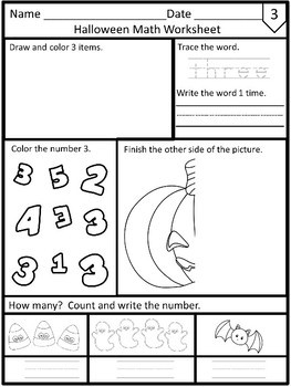 halloween activities math worksheets counting numbers 1 5 by sally boone