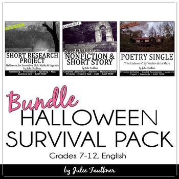 Preview of Halloween Activities Mini Unit BUNDLE Lesson Plans for English