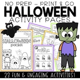 Halloween Activities | NO PREP Packet | Print & Go October