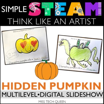 Preview of Finish the Drawing Halloween STEAM Challenge Pumpkin No Prep Activities Doodle