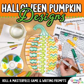 Preview of Roll a Pumpkin Halloween Art Activity, Elementary Art Sub Plan, Project Template