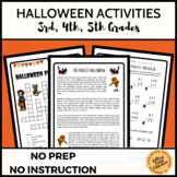 Halloween Activities Puzzles 3rd 4th 5th grade Sub Plans I