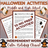 Halloween Activites Puzzles Middle and High School Sub Pla