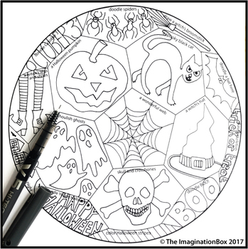 Halloween Coloring Pages | Spooky Ball Art and Writing Activity