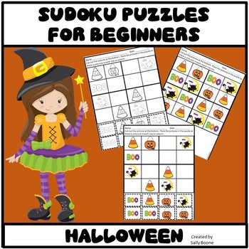 Jogo de lógica sudoku com elementos bonitos de halloween.