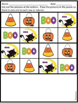 Jogo de lógica sudoku com elementos bonitos de halloween.