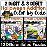 Halloween Activities | Two & Three Digit Addition Color by