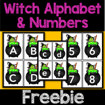 Preview of Halloween Activities | Witch themed Alphabets/Letter & Number Task cards