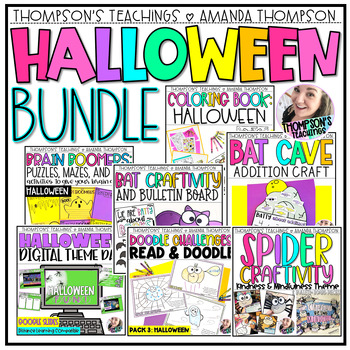 Preview of Halloween Activities and Centers - Coloring, Brain Boomers
