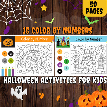 Preview of Halloween Activities for Kids- Maze - Color by Numbers-Dot to Dot-Crosswords