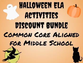 Preview of Halloween Activities for Middle School Discount Bundle! Common Core Aligned